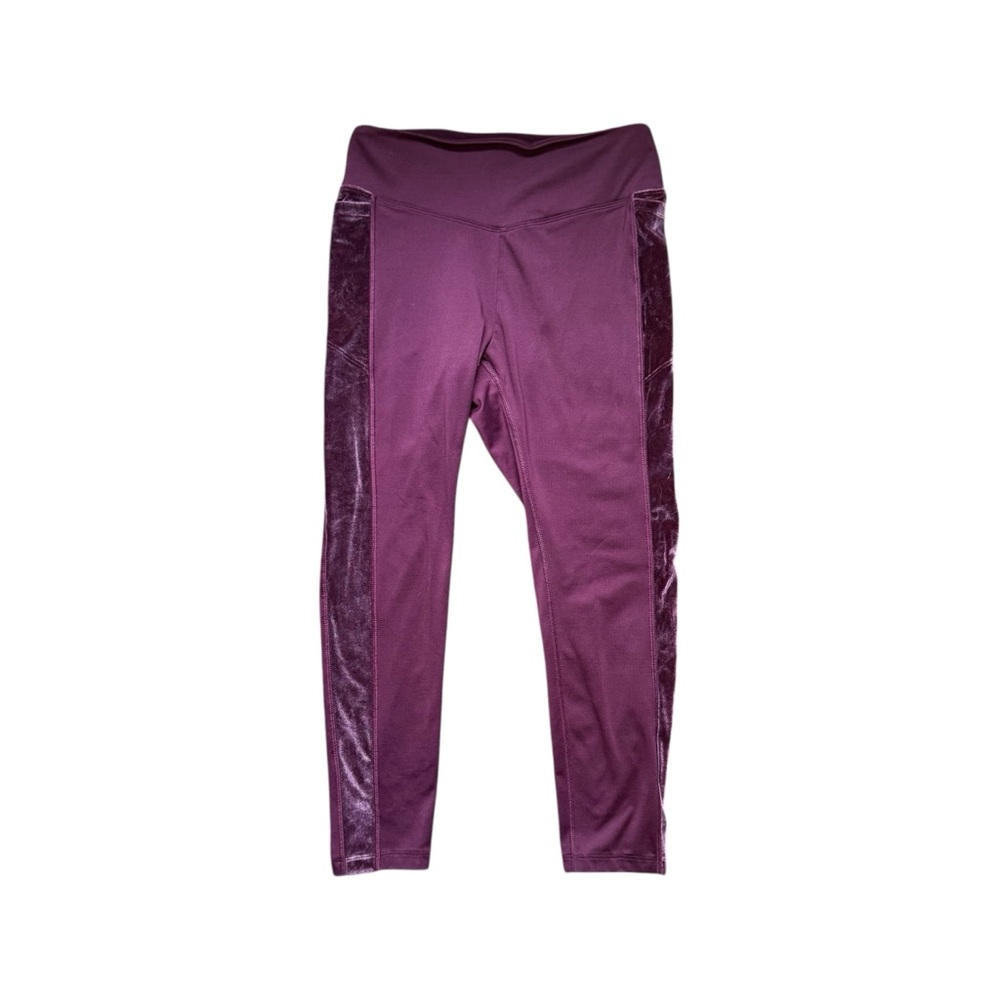 Victoria’s Secret PINK Burgundy Velvet Striped Leggings Size M